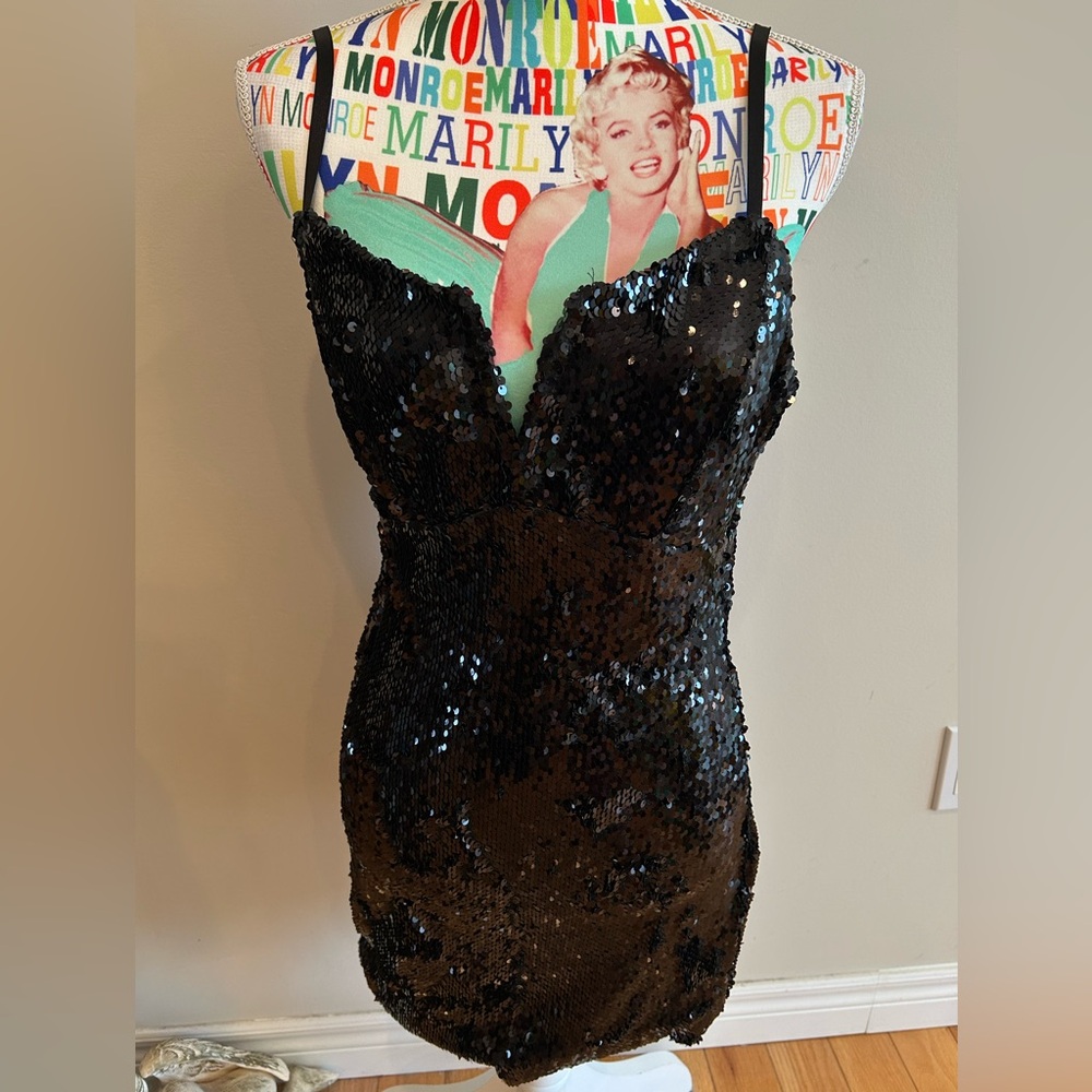 Fanco Black Sequin Strapless Dress